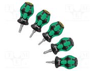 Kit: screwdrivers; Pozidriv®,slot; STUBBY; 5pcs. WERA