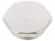 Stopper; M25; 1.5; IP68; brass; Plating: nickel; V-NE-Ms; Seal: FKM HUMMEL