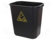 Waste bin; ESD; 370x260x380mm; 35l; polypropylene; black STATICTEC