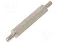 Screwed spacer sleeve; 25mm; Ext.thread: M2,5; hexagonal; brass DREMEC