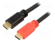 Cable; HDMI plug,both sides; PVC; HDMI 1.3,with amplifier; 15m DIGITUS