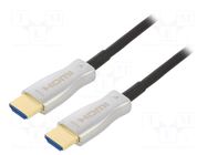 Cable; HDMI plug,both sides; HDMI 2.0,optical; 30m; black; silver QOLTEC