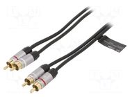 Cable; RCA plug x2,both sides; 3m; Plating: gold-plated; black Goobay