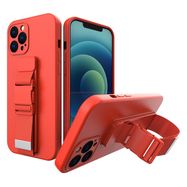 Rope case gel case with a lanyard chain handbag lanyard Samsung Galaxy S21 5G red, Hurtel