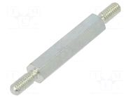 Screwed spacer sleeve; 18mm; Ext.thread: M2,5; hexagonal; steel DREMEC
