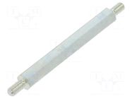 Screwed spacer sleeve; 40mm; Ext.thread: M3; hexagonal; steel DREMEC