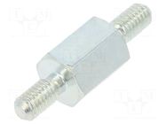 Screwed spacer sleeve; 8mm; Ext.thread: M3; hexagonal; steel; zinc DREMEC