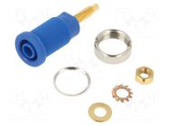 Connector: 4mm banana; socket; 32A; 1kV; blue; gold-plated; 40mm SCHÜTZINGER