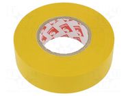 Tape: electrical insulating; W: 19mm; L: 25m; Thk: 0.13mm; yellow SCAPA