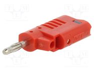 Plug; 4mm banana; 36A; 30VAC; 60VDC; red; non-insulated; 57.2mm ELECTRO-PJP