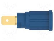 Connector: 4mm banana; socket; 32A; 1kV; blue; gold-plated; 34.8mm SCHÜTZINGER