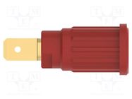 Connector: 4mm banana; socket; 32A; 1kV; red; gold-plated; 34.8mm SCHÜTZINGER