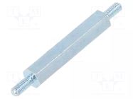 Screwed spacer sleeve; 25mm; Ext.thread: M2,5; hexagonal; steel DREMEC