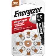 Cinko oro baterija AC312E (V312, HA312, PR41, 7002ZD) klausos aparatams 1.45V Energizer 8vnt įpakavime