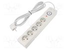 Plug socket strip: protective; Sockets: 5; 250VAC; 10A; grey; 5m ARMAC