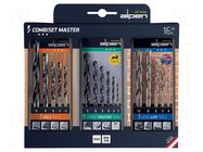 Drill set; plastic case; concrete,wood,metal,wall,steel; 16pcs. ALPEN-MAYKESTAG