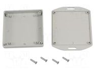 Enclosure: multipurpose; X: 80mm; Y: 80mm; Z: 15mm; with fixing lugs HAMMOND