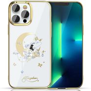 Kingxbar Moon Series luxury case with Swarovski crystals for iPhone 13 Pro gold (Flower), Kingxbar