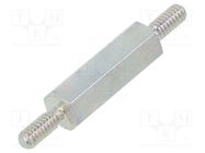 Screwed spacer sleeve; 12mm; Ext.thread: M2; hexagonal; steel DREMEC