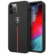 Ferrari FEOMSHCP12LBK iPhone 12 Pro Max black/black hardcase Off Track Leather Nylon Stripe, Ferrari