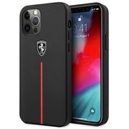 Ferrari FEOMSHCP12LBK iPhone 12 Pro Max black/black hardcase Off Track Leather Nylon Stripe, Ferrari