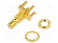 Socket; SMB; male; straight; 50Ω; THT; PTFE; gold-plated; Mat: brass AMPHENOL RF