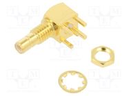 Socket; SMB; male; angled 90°; 50Ω; THT; PTFE; gold-plated AMPHENOL RF