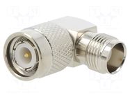 Coupler; angled 90°; 50Ω; gold-plated; POM; TNC male,TNC female AMPHENOL RF