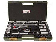 Wrench-set; 6-angles,socket spanner; Mounting: 1/2",1/4"; 56pcs. PROXXON