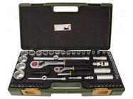 Wrench-set; 6-angles,socket spanner; Mounting: 1/2",1/4"; 56pcs. PROXXON