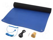 Mat: table set; ESD; L: 1.2m; W: 0.6m; Thk: 2mm; blue (dark) STATICTEC