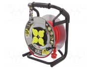 Extension lead; 3x1.5mm2; reel,with non-rotating sockets; red KEL