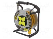 Extension lead; 3x1.5mm2; reel,with non-rotating sockets; 30m KEL