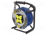 Extension lead; 3x2.5mm2; reel,with non-rotating sockets; PUR KEL