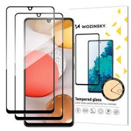 Wozinsky 2x Tempered Glass Full Glue Super Tough Screen Protector Full Coveraged with Frame Case Friendly for Samsung Galaxy A42 5G black, Wozinsky