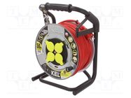 Extension lead; 3x2.5mm2; reel,with non-rotating sockets; red KEL