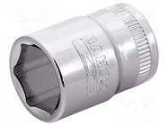 Socket; 6-angles,socket spanner; HEX 21mm; 3/8"; tool steel BAHCO