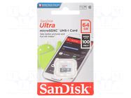 Memory card; Android; microSDXC; R: 100MB/s; Class 10 UHS U1; 64GB SANDISK