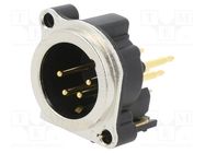 Connector: XLR; socket; male; PIN: 4; angled 90°; THT; silver; 6A NEUTRIK