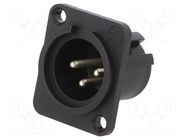 Connector: XLR; socket; male; PIN: 3; straight; soldering; silver NEUTRIK
