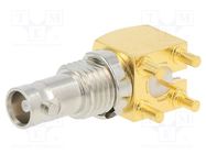 Connector: Micro BNC; socket; female; angled 90°; 75Ω; THT; PTFE AMPHENOL RF