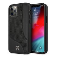 Mercedes Leather Perforated Area Case for iPhone 12 Pro Max - Black, Mercedes