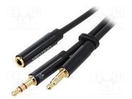 Cable; Jack 3.5mm 3pin plug x2,Jack 3.5mm 4pin socket; 0.3m VENTION