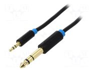 Cable; Jack 3.5mm 3pin plug,Jack 6,3mm 3pin plug; 3m; black VENTION