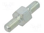 Screwed spacer sleeve; 5mm; Ext.thread: M4; hexagonal; steel; zinc DREMEC