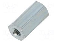 Screwed spacer sleeve; 10mm; Int.thread: M2,5; hexagonal; steel DREMEC