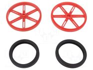 Wheel; red; Shaft: knurled; push-in,screw; Ø: 90mm; Shaft dia: 5.8mm POLOLU