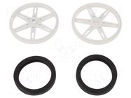 Wheel; white; Shaft: knurled; push-in,screw; Ø: 70mm; W: 8mm; 2pcs. POLOLU