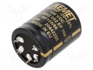 Capacitor: electrolytic; SNAP-IN; 6800uF; 100VDC; Ø40x50mm; ±20% KEMET