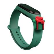 Strap Xmas for Xiaomi Mi Band 3 / 4 Christmas Silicone Strap Bracelet with Gift - Dark Green, Hurtel